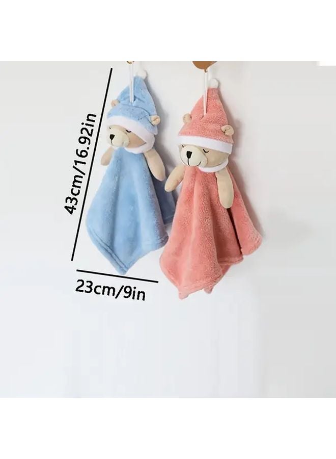 Blue Cartoon Bear Hand Towels Super Absorbent Quick Dry Microfiber Bath Kitchen Towels - Image 3
